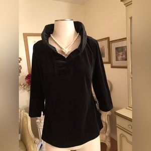 Gretchen Scott NWT velour ruffle neckline 3/4 sleeves very chic size M